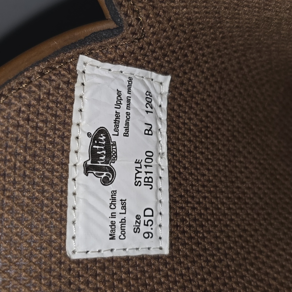 Justin Men's Brown Cowboy Boots Size 9.5D Style JB1100 - Picture 6 of 15
